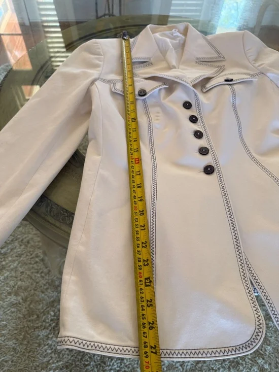 Escada Vtg Womens Suit EU 40 Cream Contrast Stitch Blazer Pants Quiet Luxury - Picture 5 of 16